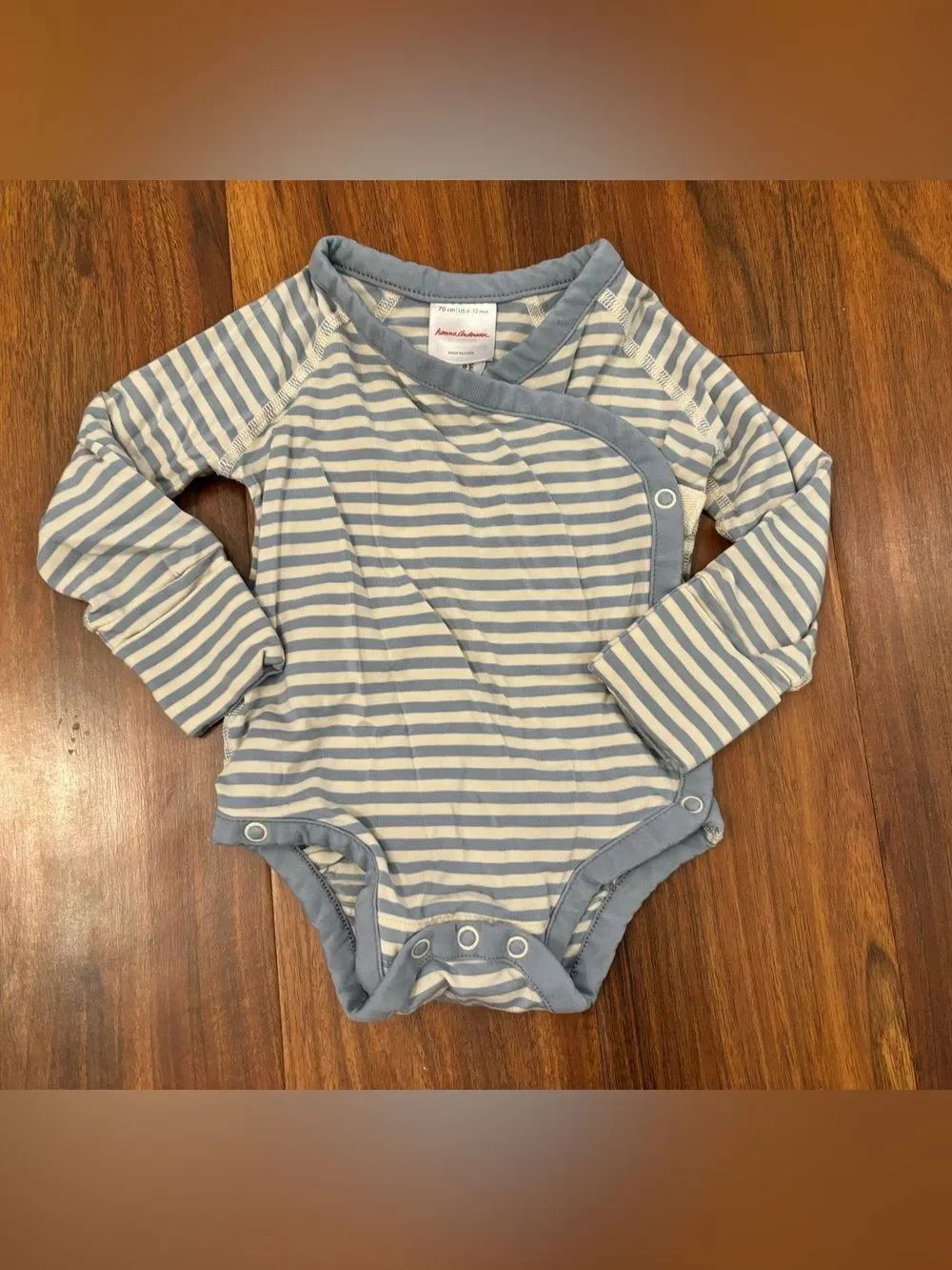 Hanna Andersson 3 Layette Tencel Stripe Crossover Bodysuits